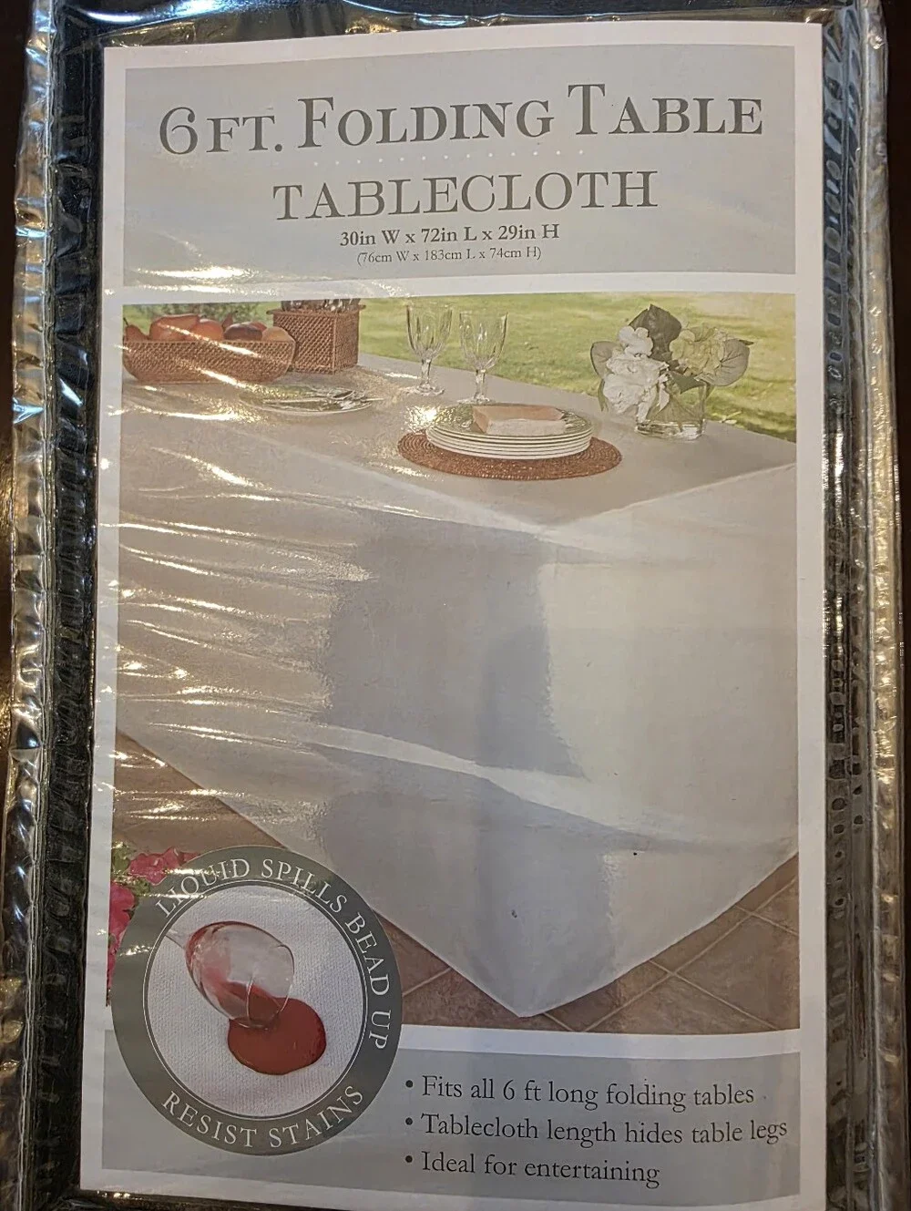 6 ft Folding Table Tablecloth - Black